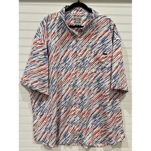 RSVLTS Dare Mighty Things Red‎ White Blue Diagonal Striped Button Down Shirt 4XL